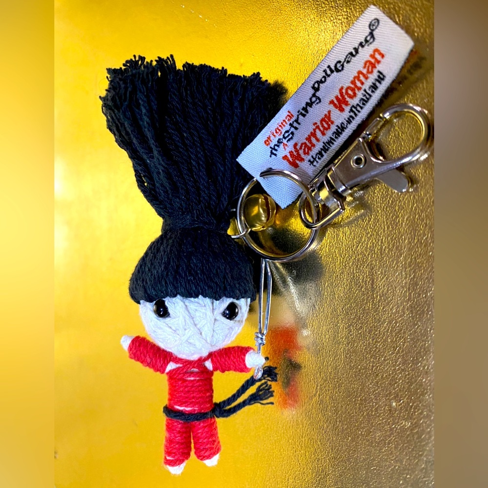 VOODOO STYLE WARRIOR WOMAN THE DIVA DOUBLE SIDED STRING DOLL -SWORD KEYCHAIN NWT